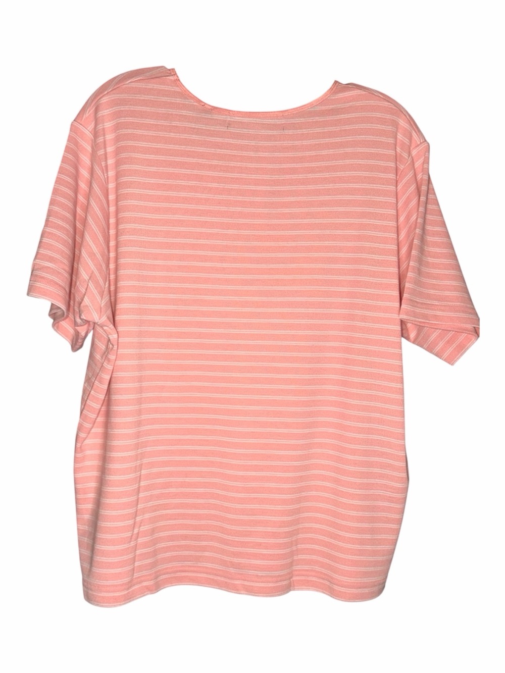 Karen Scott Pink w/White Striped Short Sleeve Top Size XL - Picture 5 of 5